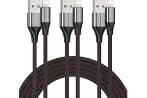 FEEL2NICE iPhone Charger Cable [MFi Certified] ，(3 Pack 2M) Nylon Braided Lightning Cable, iPhone Charging Cord USB Cable Compatible with iPhone 11/Pro/X/Xs Max/XR/8 Plus /7 Plus/6/ iPad （Black