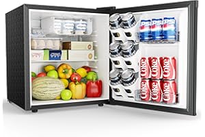 EUHOMY Mini Kühlschrank, 46L Kühlschrank klein, kleiner Kühlschrank mit umkehrbarer Tür, 7-Stufen Thermostat, 38dB Ultra-Leise, Energieeffizienter Kompaktkühlschrank für Schlafzimmer, Büro (Schwarz)