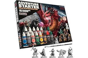 The Army Painter, GameMaster Adventure Starter Role-playing Paint Set Combo, 15 x 18ml Warpaints Fanatic Peintures Acryliques, incl. un Primer à appliquer au pinceau, 5 Miniatures et 2 Pinceaux