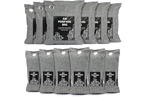 LA BELLEFÉE Lot de 12 Sac Désodorisant, Élimine les Odeurs des Voitures, Armoires, Salles de Bains, Désodorisant Naturel Pour Voiture, au Charbon de Bambou Actif, Absorbeur d'Odeurs et d'Humidité
