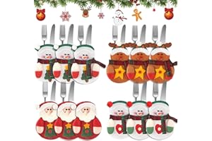 ZZRSYJ Bolsa Cubiertos Navidad, 12 Piezas Porta Cubiertos Navideños Bolsas, Fieltro Bolsita para Cubiertos de Navidad, Soporte para Cubiertos de Navidad, para Cubiertos de Navidad para Decoración (E)