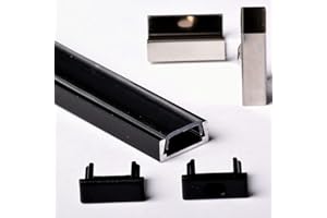 AFTERTECH 1x 2metri 1506N 15x6mm PROFILO ALLUMINIO NERO PER STRISCE STRIP LED BARRA RIGIDA 2M 2MT + COPERTURA (1x 2metri 1506nero clear)