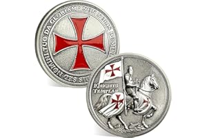 ACGZQY Moneta Cavalieri Templari – Moneta Challenge cristiana, Armatura di Dio, Monete, Croce Rossa religiosa, Spirito Cavaliere a Cavallo, Moneta Incoraggiante, Regalo commemorativo Guerriero per