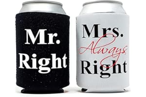 PRAZOLI PRODUCTS Prazoli Mr and Mrs Can Coolers - Wedding Gifts for Bride and Groom | Bridal Shower Gifts | Couples Gifts | Engagement Gifts for Couples - Just Married Bride Gifts (Mr & Mrs Right, Standard)