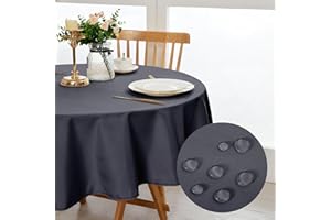 DWCN Grau Tischdecke,Rund 180cm,Fleckschutz Abwaschbar Tischwäsche Wasserdicht Tischtuch für Esszimmer,Garten,Party,Hochzeiten oder Haushal