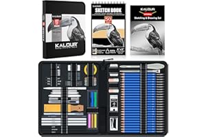 KALOUR PDAS 112 Set da disegno con quaderno da disegno a 3 colori, matite in grafite e carboncino, kit artistico per artisti, adulti, adolescenti e principianti, ideale per ombreggiare e sfumare