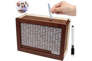 JOKILY Skarbonka z drewna, skarbonka, drewniana ławka na pieniądze dla dzieci, skarbonka wielokrotnego użytku z celami oszczędnościowymi i cyframi, pudełko do przechowywania pomaga dzieciom w oszczędzaniu