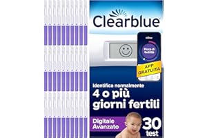Test di Ovulazione Clearblue Digitale Avanzato. Aumenta le tue possibilità di rimanere incinta, 1 Portastick Digitale e 30 Sticks, prova l'app GRATUITA Tracker mestruazioni e ciclo Clearblue