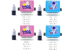 LIUPMEG 4 Stück Math Roller Stamp,Roller Digitaler Lehrstempel,Reusable Calculation Math Educational Toy Stamp,Mathematische Probleme innerhalb von 100,Math Stamp für Vorschule Kindergarten Homeschool