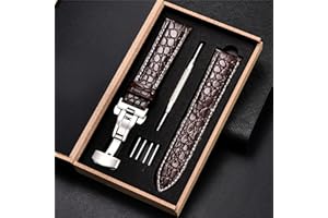 Overhil1s Patrón de cocodrilo Correas de Cuero de Banda de Reloj 18 mm 20 mm 22 mm 24 mm con Acero Inoxidable Cierre automático Banda de Reloj de Pulsera