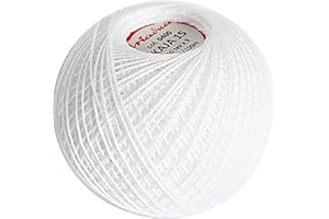 ARIADNA Cotton Crochet Yarn Double Mercerized Thread 220yd/200m Ball 1.05oz/30g Knitting Tatting Emroidery Size 15 White (0400)