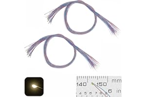 ZZHOB 50pcs Pre-Wired Micro LED Pre-soldered 0402 SMD LEDs(No Need Resistor) + Battery Holder & Connector for Beginner Model Building (Warm White, 50pcs)