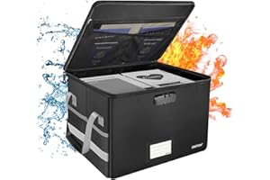 ENGPOW Bolsillo para documentos, caja de almacenamiento de archivos ignífuga con cerradura, organizador plegable, bolsa ignífuga con asa, para carpetas de archivos, libro de certificados de documentos
