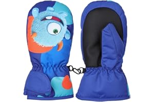 TONIFAY Waterproof Kids Mittens Toddler Winter Cold Weather Thermal Fleece Lined Warm PU Palm Snow Ski Glove for Age 1-9 Boys Girls Baby Children Skiing Snowboarding Cycling Running Walking Sport