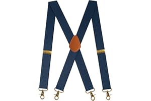 Kaket Men Braces with 4 Hook-Clips, Vintage Braces for Men Heavy Duty, X Shape Braces for Trousers Adjustable Elastic