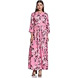 Sera Women's Rayon Shift Maxi Dress (LA2534_Dpink_Large)