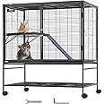VEVOR 39" Rolling Metal Ferret Cage, Large 2-Tier Critter Nation Cage, Small Animal Cage with Ramps & Tray, Easy to Set up for Pet Mice, Hamster, Guinea Pig, Chinchilla, Squirrel, Hedgehogs, Bunny