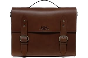SID & VAIN serviette ordinateur cuir véritable BOSTON cartable porte-document attaché-case grand homme sac bandoulière travail marron
