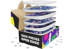 Puzzlup Jigsaw Puzzle Trays with Lid - Set of 6 - 34,5 x 25,1 CM - Up to 1500 Pieces - Jigsaw Puzzle Sorting Trays