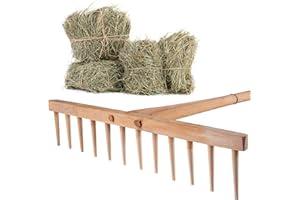 KADAX Rechen, Heurechen mit langem Stiel aus Holz, breite Harke für Garten, Beet, Rasen, Bequeme Gartenharke, Rasenrechen, Laubrechen, Gartengerät, Gartenwerkzeug (Holz)