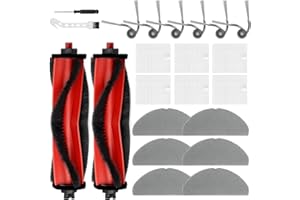 BUXEBUX 22 Stück Zubehör für Roborock Q7 M5/ Q7 L5+ Saugroboter Ersatzteile, 2 Hauptbürsten, 6 HEPA-Filter, 6 Wischpads, 6 Seitenbürsten, 1 Schraubendreher, 1 Sauberes Werkzeug