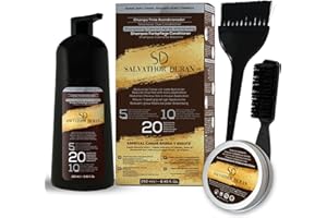 SD SALVATHOR DURAN Teinture Barbe Homme - Teinture Barbe - Shampoing Colorant Noir - 20 Applications - Avec Protecteur de Barbe - Salvathor Duran - 250 ml.