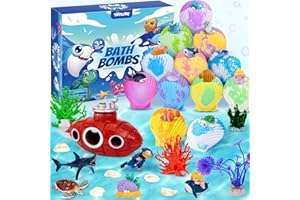 TINKERPLAY Badebomben Kinder mit Überraschung Meerestier Spielzeug Muschel Badekugeln Kinder Badespielzeug Mädchen Jungen Geburtstagsgeschenk Weihnachten Badezusatz mit Natürlichen Ätherischen Ölen