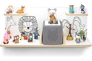 stadtecken wooden shelf for music box I Suitable for the Toniebox and Tonies I Perfect Tonie storage in the children's room I For standing up or hanging up I Rectangular (Animals, large)