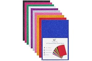 HABERCRAFTS Glitter Foam Sheets Craft Foam Craft EVA Foam Shiny Glittery Sparkle Colour Flexible Soft Touch Easy Cut Card Making Art Crafts 210mm × 297mm A4 Size 1.8mm Thick (10 Colours – 10 Sheets)
