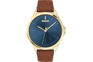 HUGO Analogue Quartz Watch for Men with Brown Leather Strap - 1530134