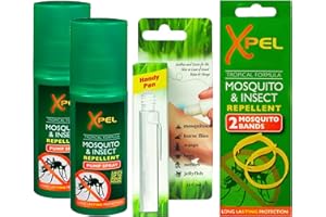 PHELEAM Mosquito Repellent Travel Kit - 2 x Mosquito & Insect Repellent Spray, 1 x Mosquito Handy Pen 14ml & 2 x Mosquito & Insect Repellent Bands, Travel Friendly, Instant Relief, Tropical Formula