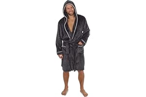 CityComfort Bademantel Herren, Kuschelfleece Morgenmantel mit Kapuze und Taschen, Plüsch Warme Hausmantel Lang, Weich Saunamantel für Spa und Urlaub, Soft Robe, Geschenke fur Manner