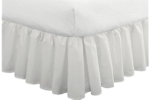 FRESH IDEAS Bedding FRE30114WHIT04 Bettrock mit Rüschen, klassisch, 35,6 cm Länge, Gerafftes Design, Kingsize, Weiß