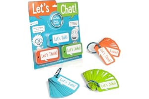 OPEN THE JOY Let’s Chat 3-in-1 Conversation Starters Cards for Kids - Grab and Go Travel Card Games for Car, Airplanes - Talk, Think, Joke Cards - Ages 4+