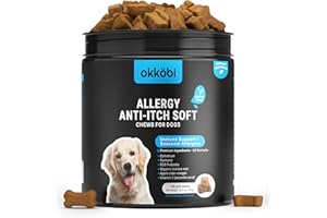 OKKÖBI Dog Allergy Chews 150Pcs - Dog Allergy Relief - Supplements for Itchy Skin and Paw Licking - US Formula with Probiotics, Natural Ingredients & Vitamins - Chicken