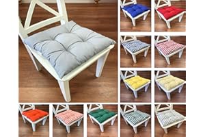 Tropik Home Colourful Seat Pads, Garden Kitchen Dining Chair Cushions Tie On (Grey)