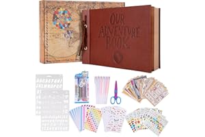 TPUDN Our Adventure Book Album Photo Scrapbooking 80 pages, livre de voyage a remplir Scrapbook avec kit d'accessoires de bricolage de luxe pour anniversaire, mariage, Noël, cadeau de Saint Valentin et plus