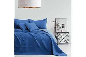 AmeliaHome-överkast blått himmelsblått 240 x 260 sängöverkast dubbelsidig Ultrasonic-quiltning polyester Softa
