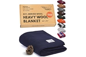 Woolly Mammoth Woolen Company Explorer Collection Couverture en laine 66" x 90" bleu marine