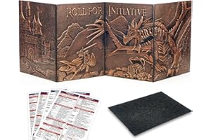 WUNHUNEW DND DM Screen 5e, D&D Dungeon Master Screen 3D Kunstleder 4 Panel Game Master Screen mit anpassbaren Einsätzen – Dungeons and Dragons GM RPG Zubehör Geschenk für Männer oder Frauen