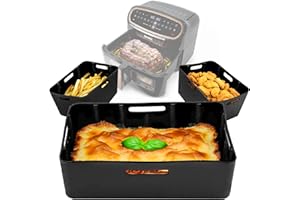 Duronic AFL3 Set di 3 Stampi in Silicone Antiaderenti per Friggitrice ad Aria Accessori Multiuso Design Rettangolare con Maniglie Compatibili con AF34, AF24 e Altri Modelli Riutilizzabili ed Ecologici