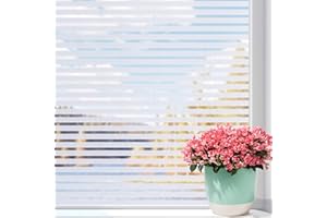 Coavas Window Film Privacy Blinds Film for Glass Window Vertical Stripes Stickers Patterns Static Cling Vinyl Self Adhesive UV Blocker Frosting Film Christmas Window Decoration Door Office 90x200cm