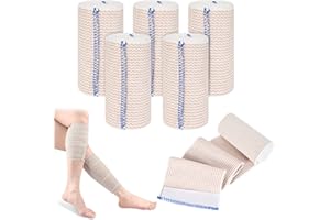 COLEXY 5 rolek elastyczny bandaż kompresyjny 10 cm x 4,5 m bandaż siatkowy bawełniany rur, nadający się do prania i wielokrotnego użytku, do kostek, urazów ramion, nóg lub