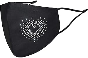 The Spirit Store Stoffmaske Mund und Nasenschutz Glitzer | Stoff-Maske Waschbar Wiederverwendbar | mit Motiv Schwarz Baumwolle Glänzend (1 x 1 Einheit)