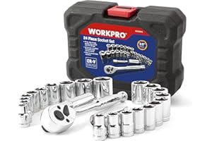 WORKPRO Set Chiavi a Bussola e Cricchetto 3/8’’, Kit 24 Pezzi in Custodia Modellata