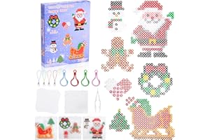 OUXAYAPL Set Perline da Stirare, 1200 Pcs 9 Colori Perline a Fusione, 5mm Perline da Stirare, 1 Pegboard, 3 Carte da Stiro, Perline per Bambini Regali Compleanno da Stirare Gioco Creativo Natalizio