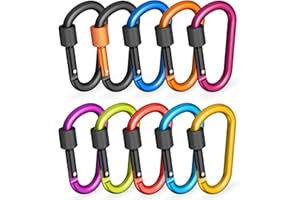 RAVN HAMAN 10 x Locking carabiner - Colourful - - Carabiner with screw lock up to 30 kg - - Snap hooks for indoor and outdoor - - Hooks for hammocks, punching bags, key rings, etc.