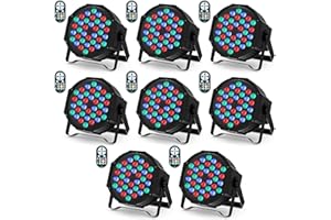 U`King 8 Pack RGB 36 LED Stage Lights with Remote Control, 72W LED Par Can Light Console 7CH Control, 7 Modes Disco Lights for Parties Wedding Club Party Concert Bars Show