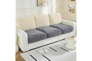 WEYOND Individual Chenille Sofa Seat Covers, Washable Stretch Couch Cushion Covers Sofa Covers for 3 Seater and L Shaped Sectional Sofas, Non-Slip Furniture Protector (3 Pieces, Dark Grey)