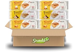 SERENDIB Balconi Trancetto Cake Assortment Pack - Premium Quality Italian Sponge Cakes | 280g each with 10 snacks inside | Strawberry, Cocoa & Apricot flavours | (2 Packets Each - Total 6 Pack)